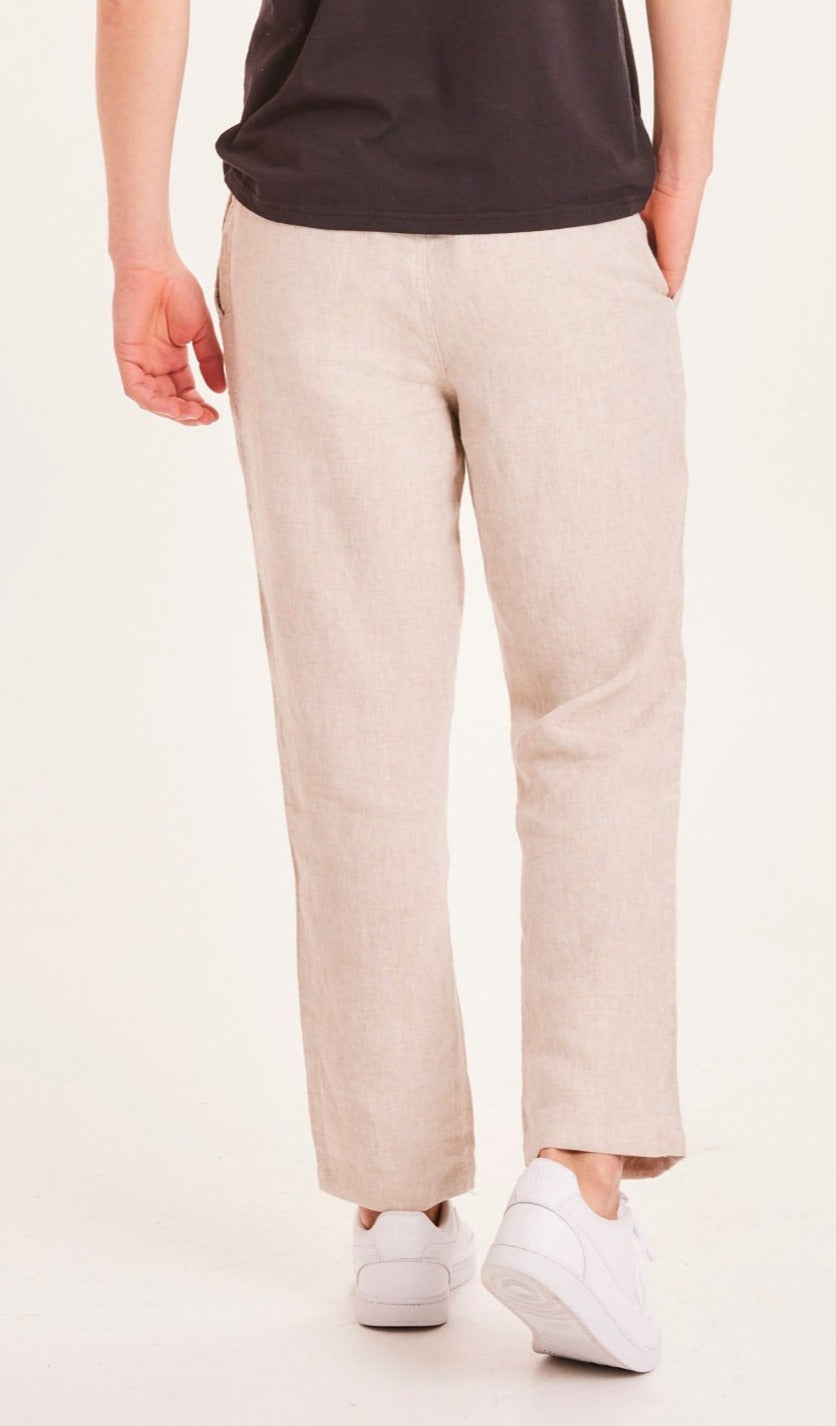 Pantalon ample beige en lin bio - Fig loose light feather gray