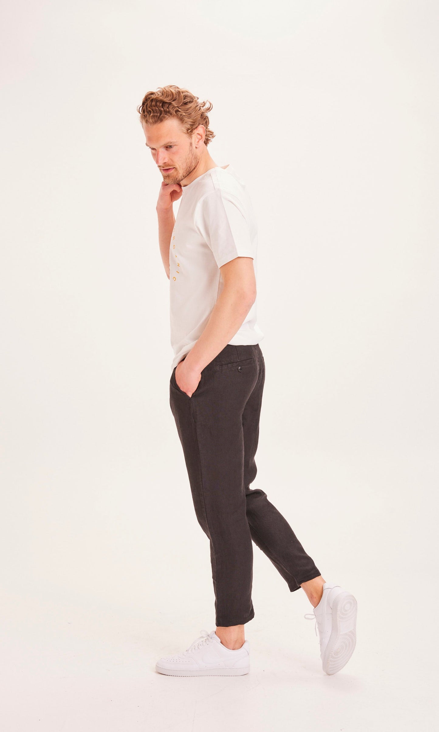 Pantalon noir en lin bio - bob loose linen pant black jet