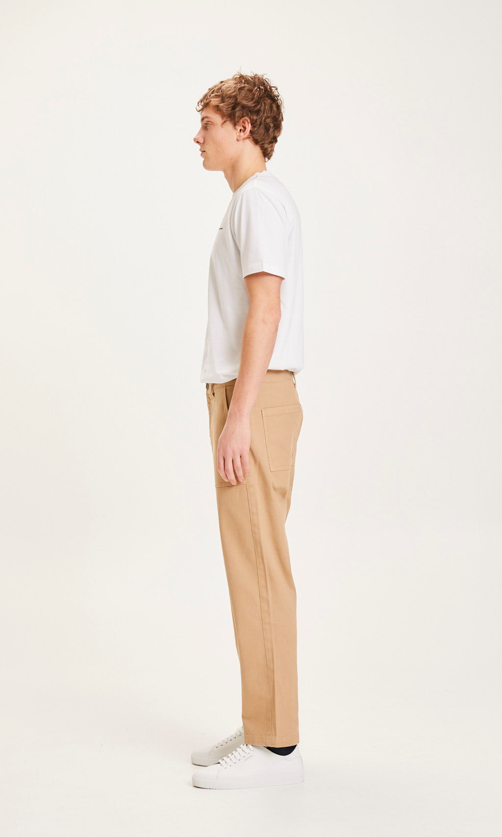 Pantalon large beige en coton bio - BIRCH LOOSE Kelp