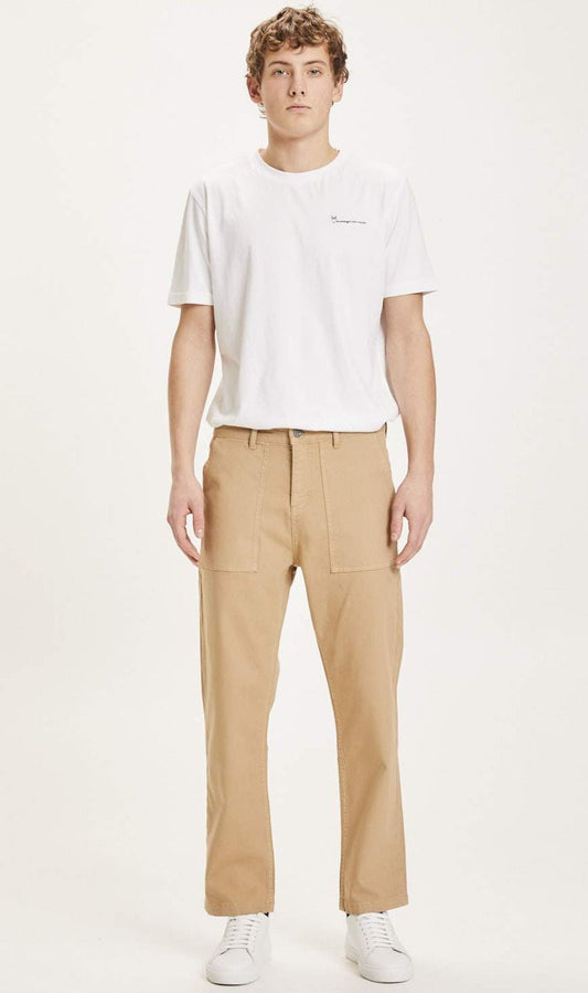 Pantalon large beige en coton bio - BIRCH LOOSE Kelp