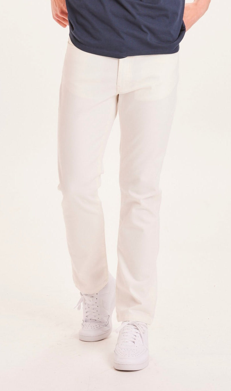Pantalon fuselé blanc en coton bio - TIM canvas relaxed tappered pant star white