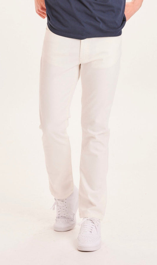 Pantalon fuselé blanc en coton bio - TIM canvas relaxed tappered pant star white