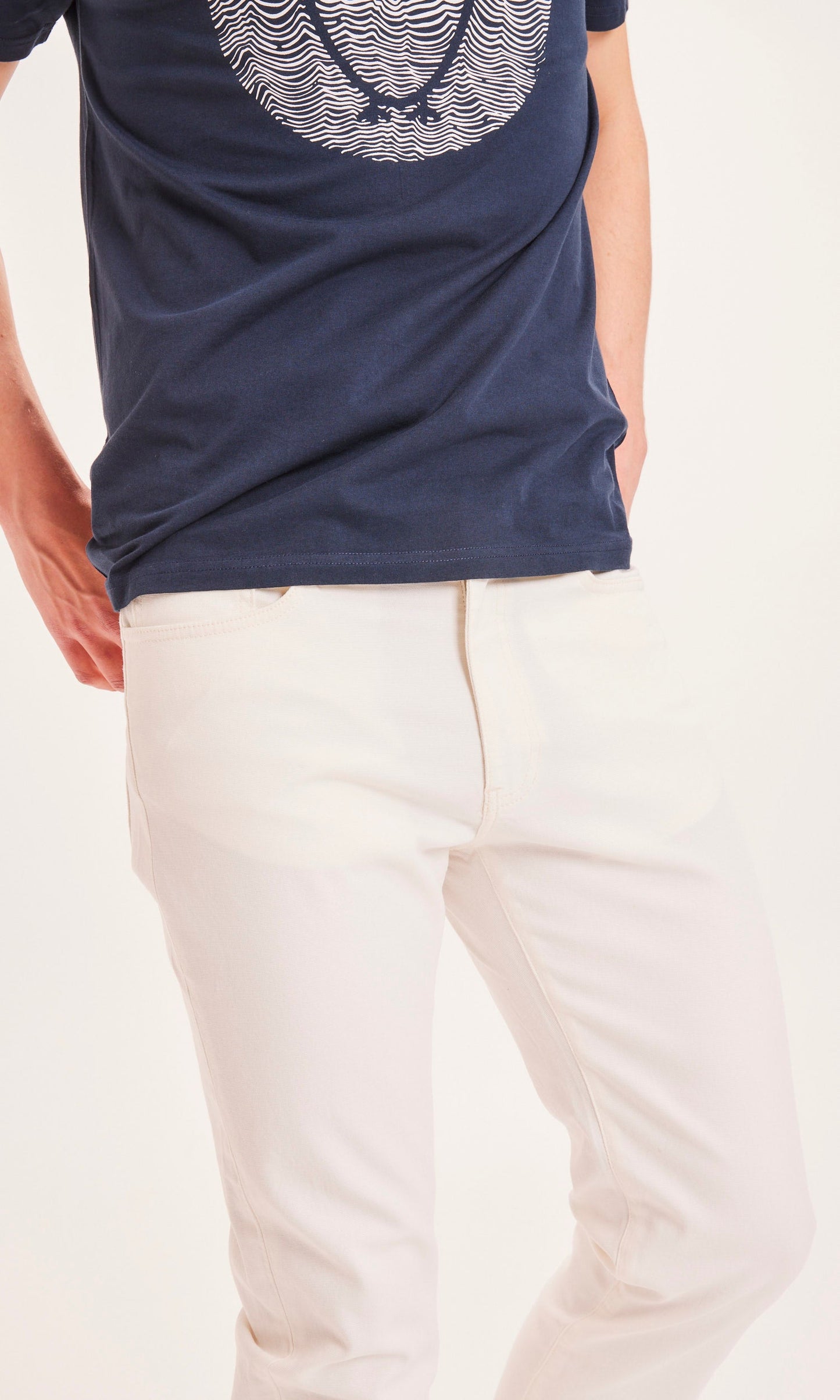 Pantalon fuselé blanc en coton bio - TIM canvas relaxed tappered pant star white
