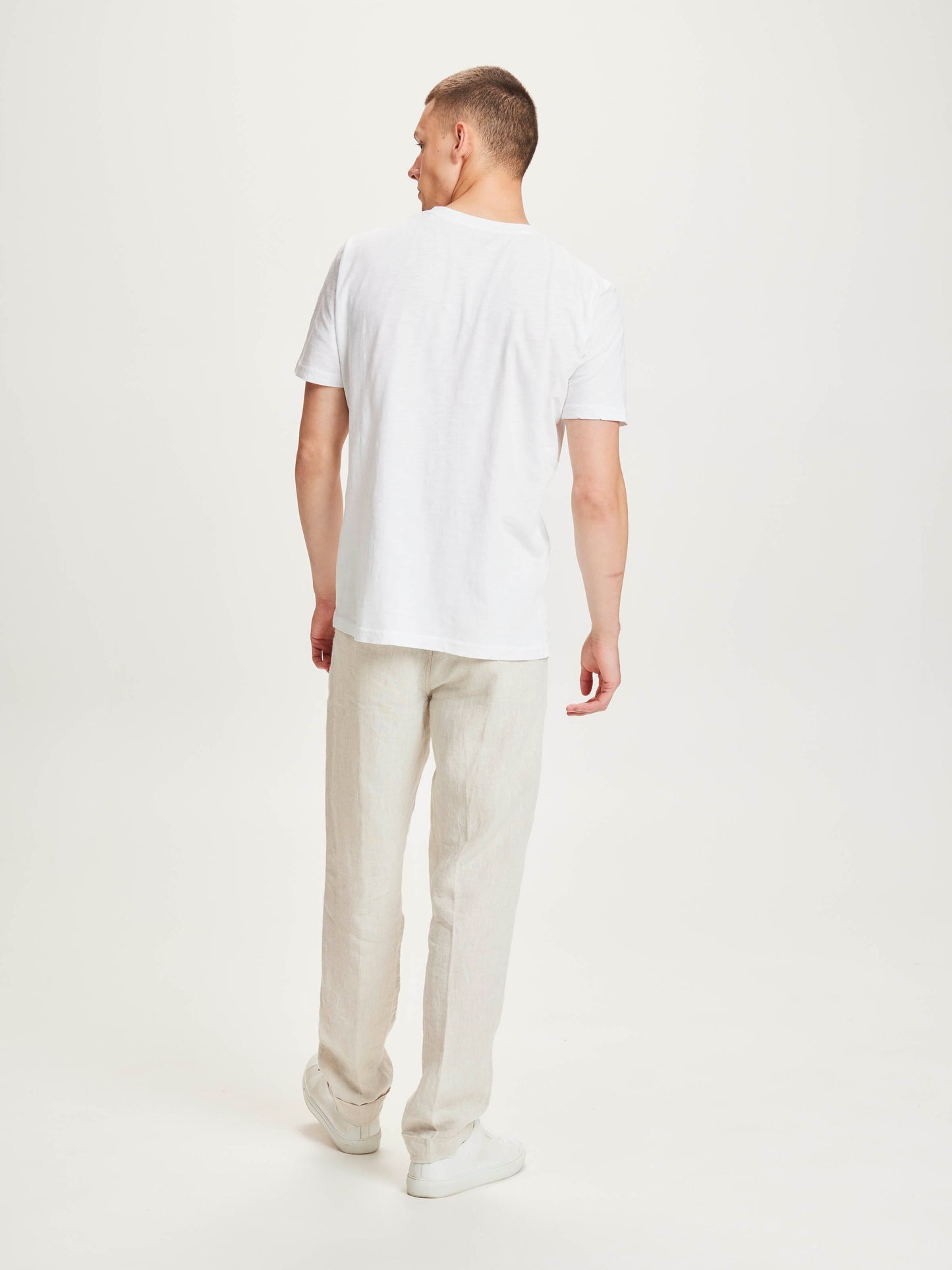 Pantalon ample beige en lin - chuck light feather gray