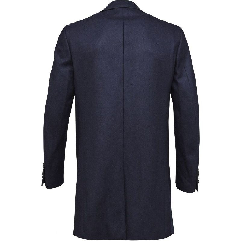 Manteau long bleu nuit en laine recyclé et polyester - Wool Coat