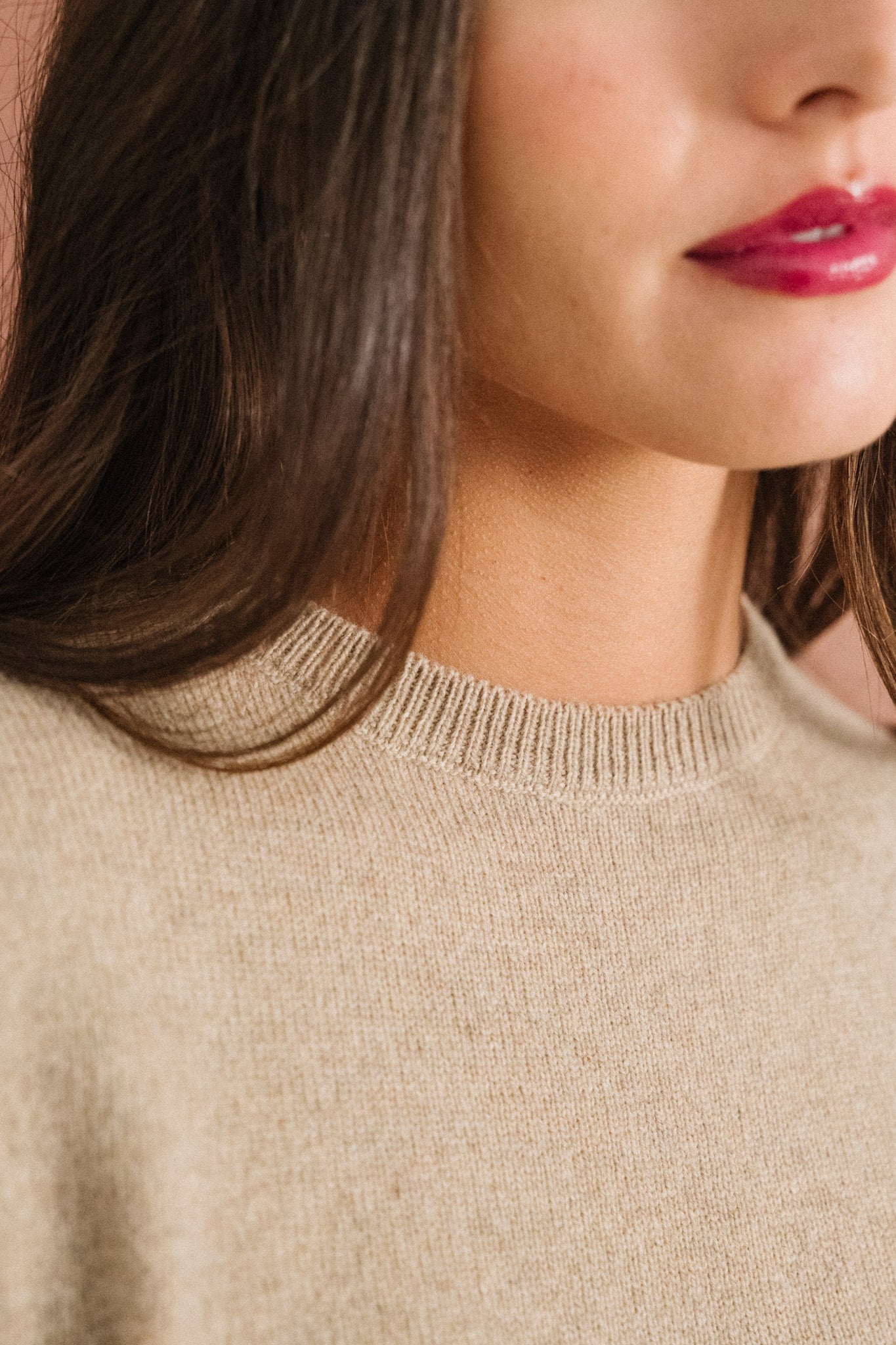 Pull droit en laine mérinos recyclée | beige