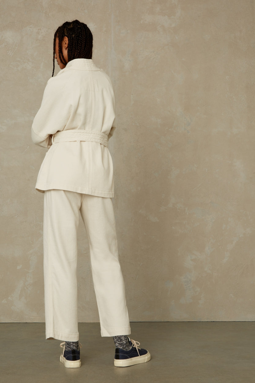 Pantalon écru évasé en coton bio non teinté - tanaquil cropped non-dyed