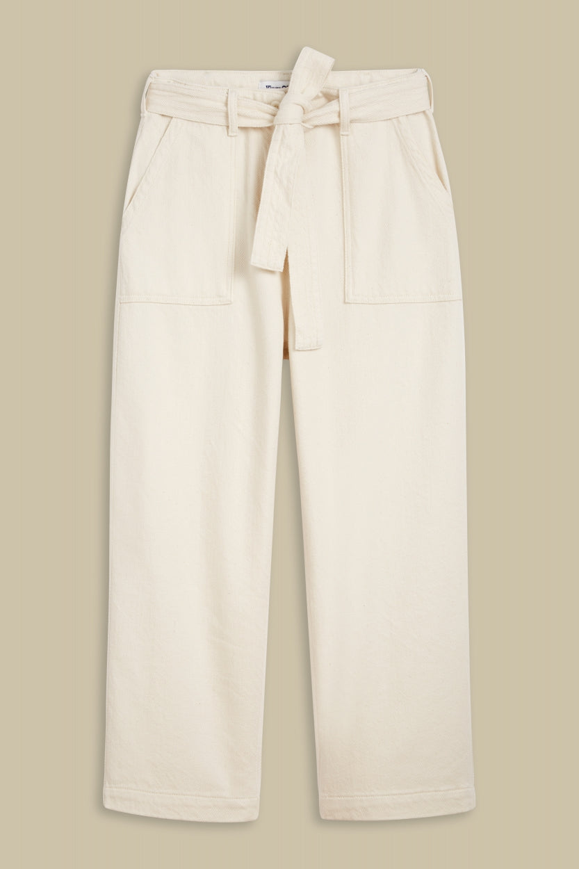Pantalon écru évasé en coton bio non teinté - tanaquil cropped non-dyed