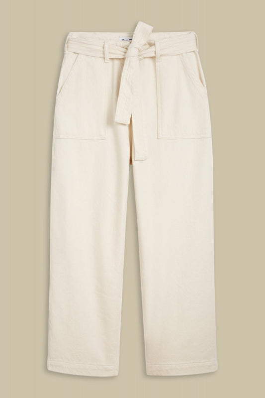 Pantalon écru évasé en coton bio non teinté - tanaquil cropped non-dyed