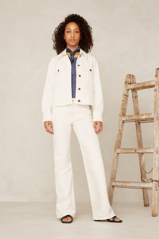 Jean blanc ample en coton recyclé non teint - jane holo non-dyed