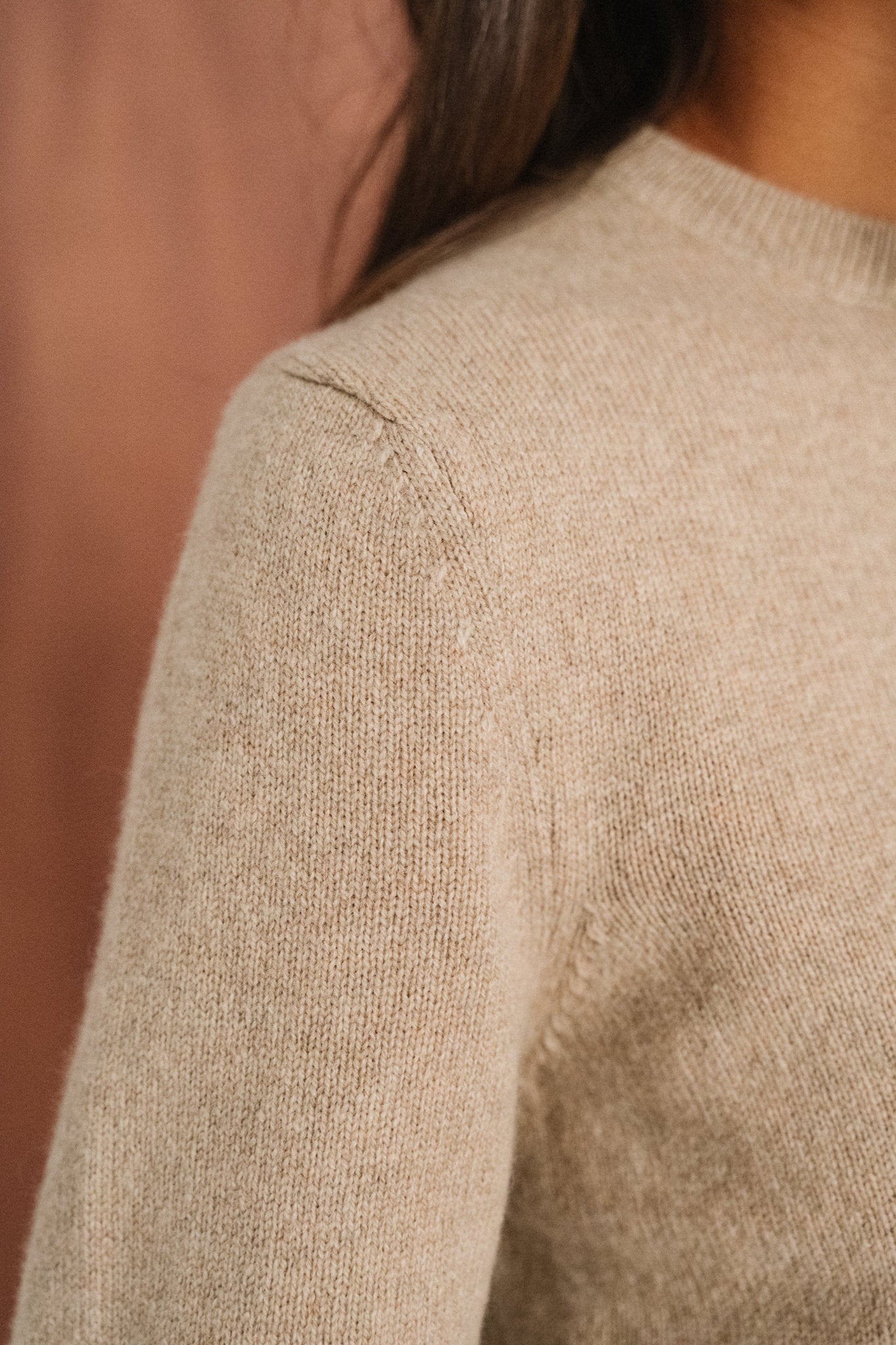 Pull droit en laine mérinos recyclée | beige