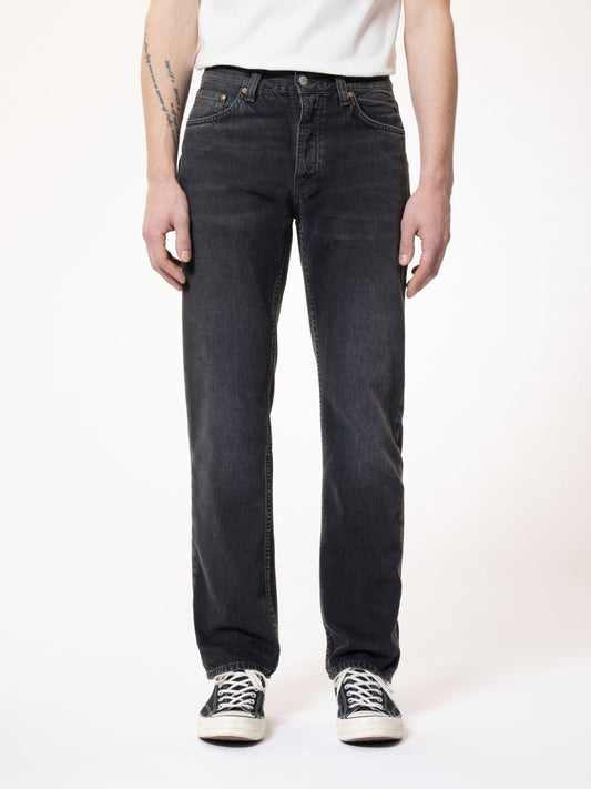 Jean droit délavé en coton bio | noir "rad rufus vintage black"