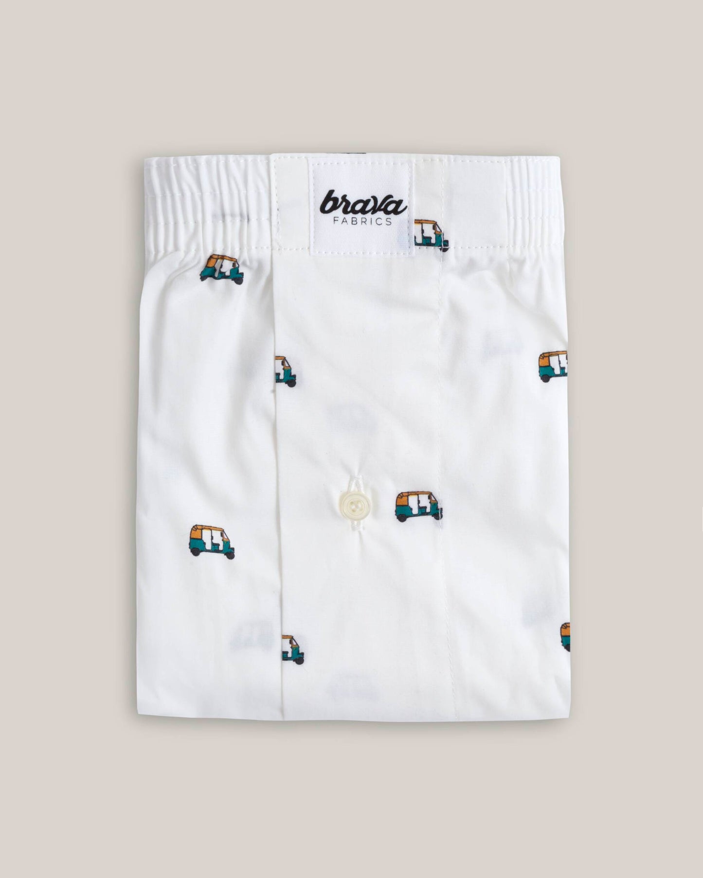 Caleçon blanc à motifs en coton bio - tuk tuk race underwear white