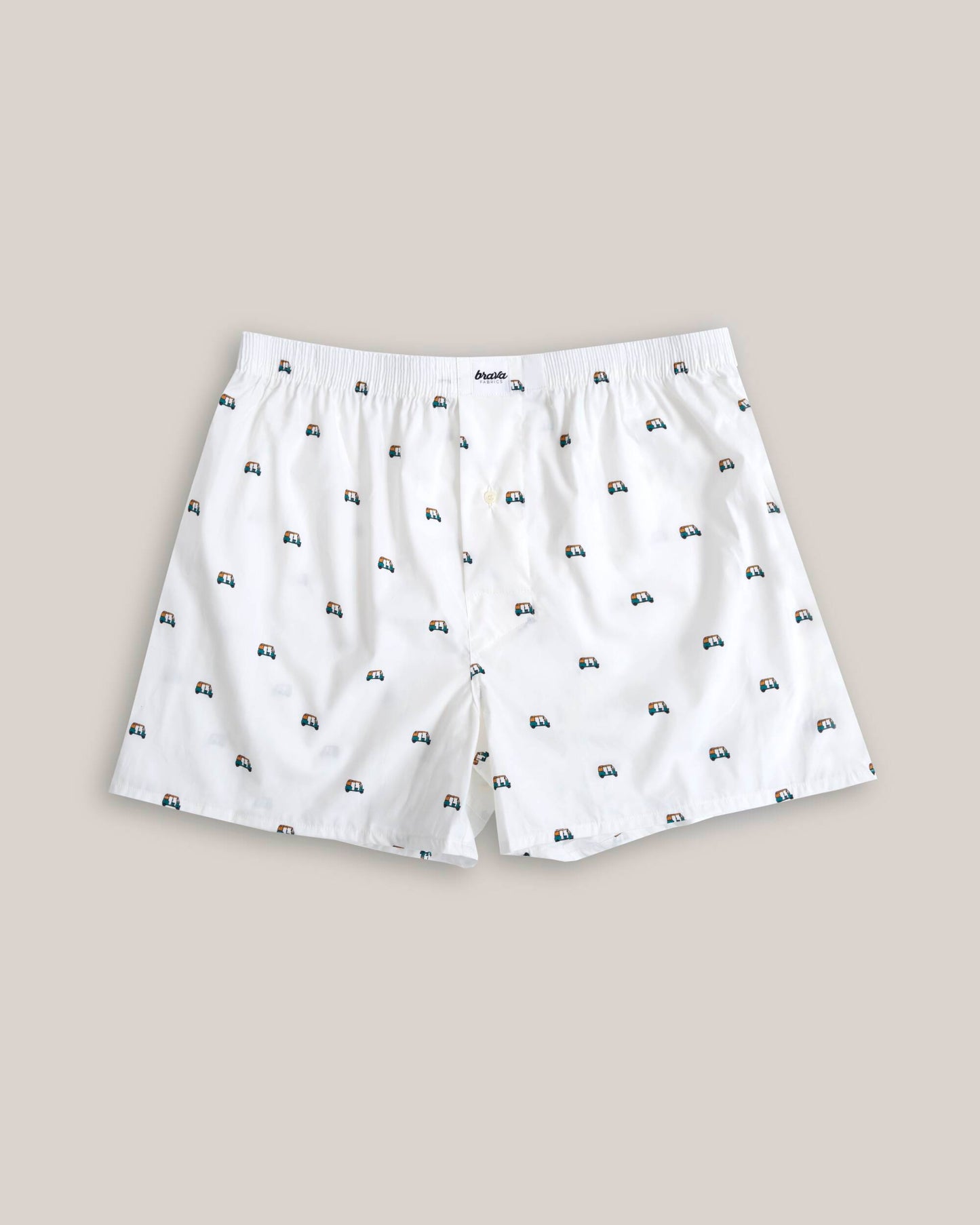 Caleçon blanc à motifs en coton bio - tuk tuk race underwear white