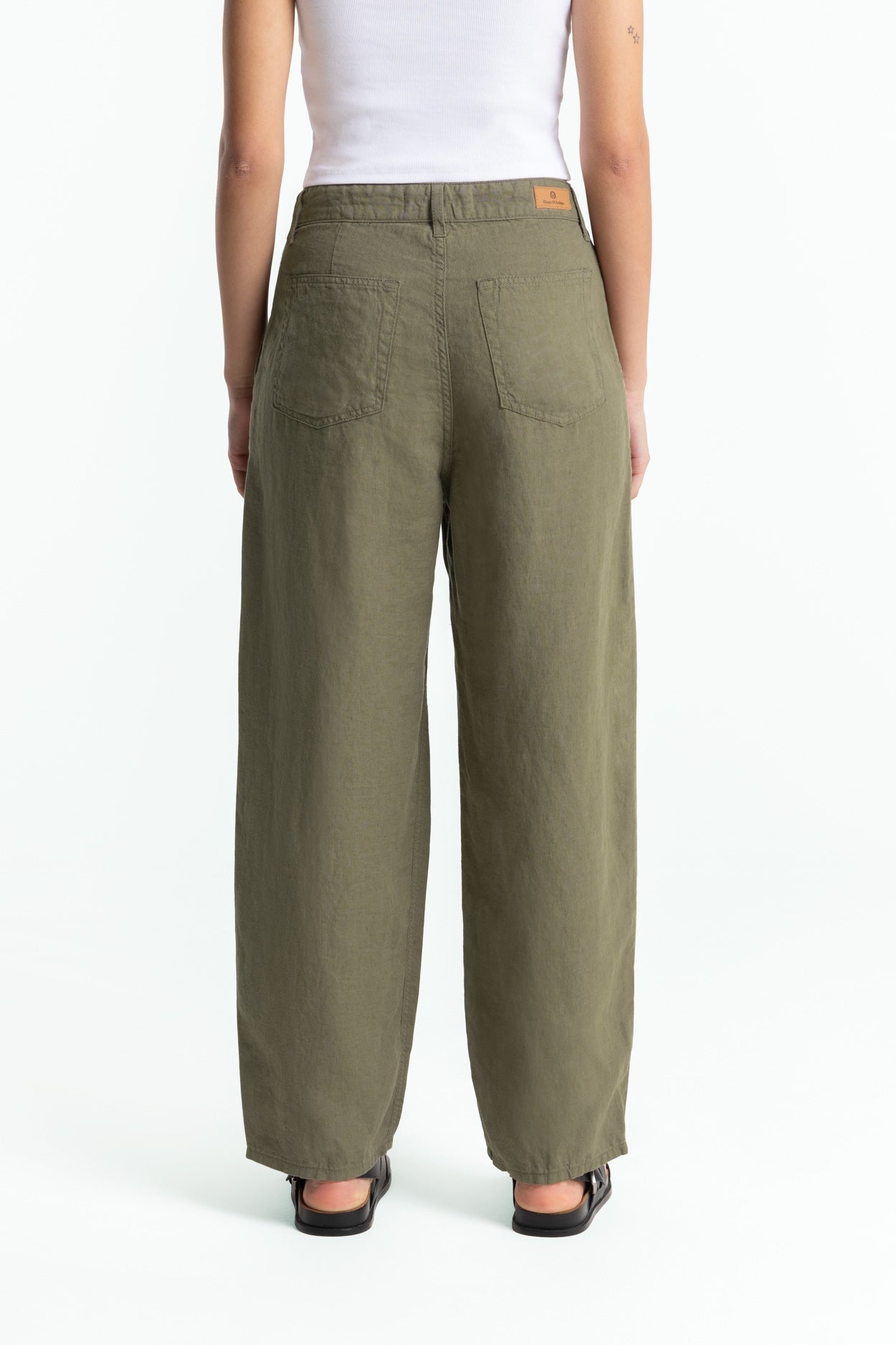 Pantalon ballon en lin | kaki "leila - bungee cord"