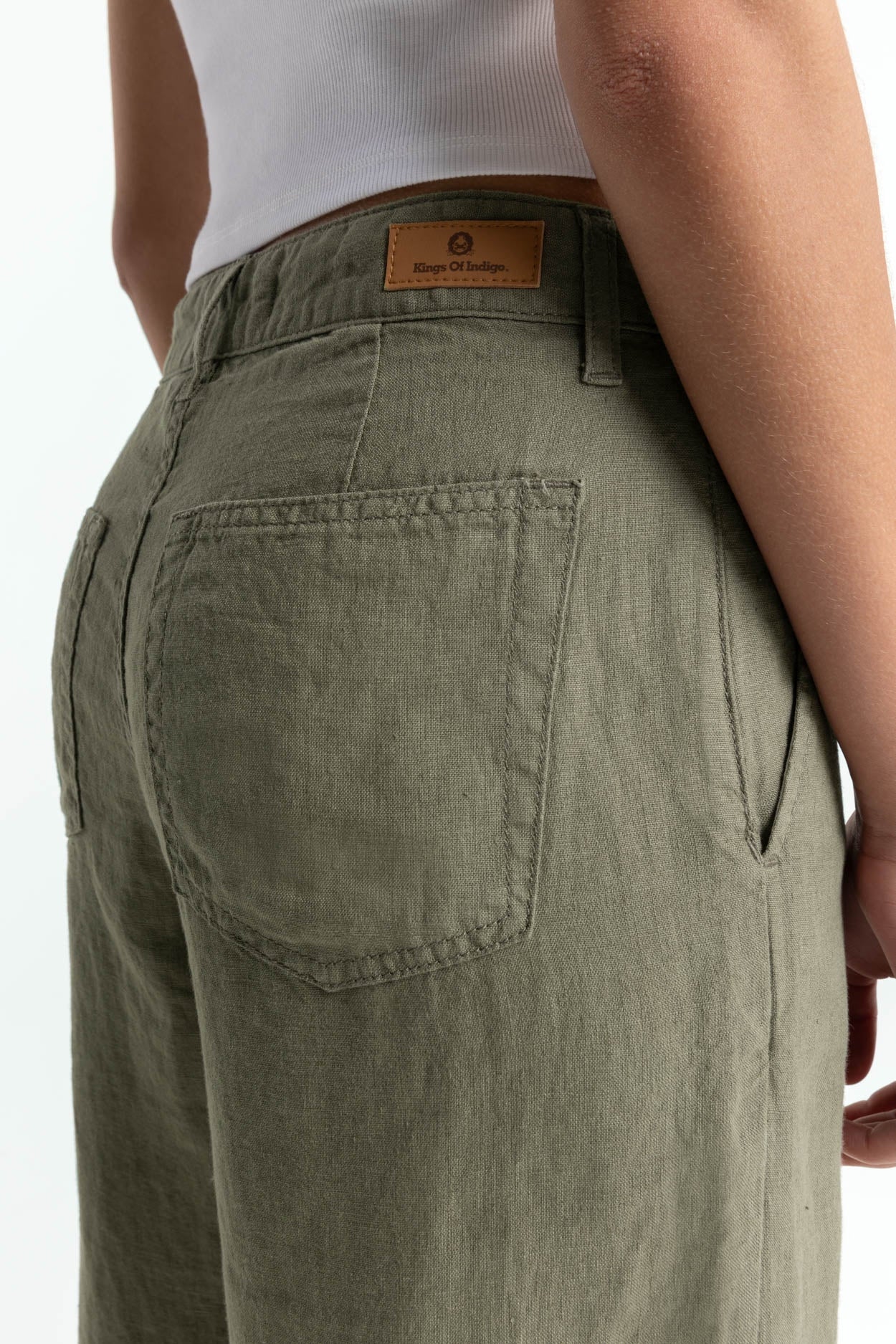 Pantalon ballon en lin | kaki "leila - bungee cord"