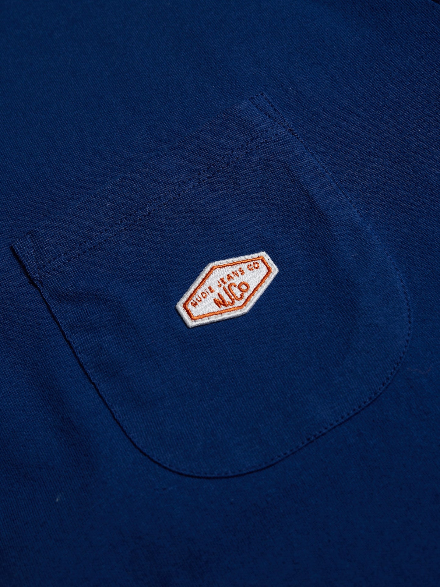 T-shirt à poche bleu en coton bio - leffe pocket tee french bue