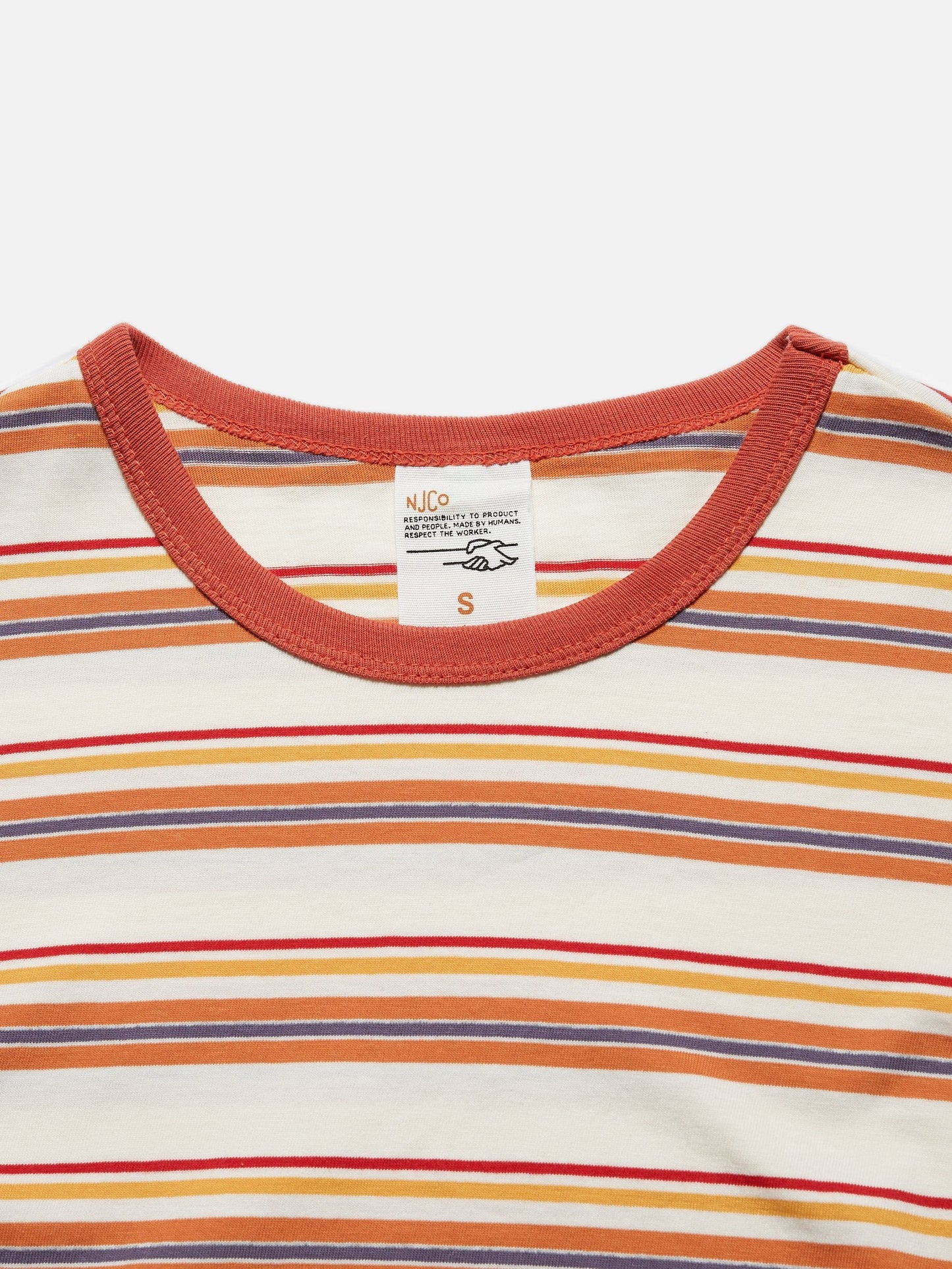 T-shirt rayé en coton bio - lova stripes rusty peach