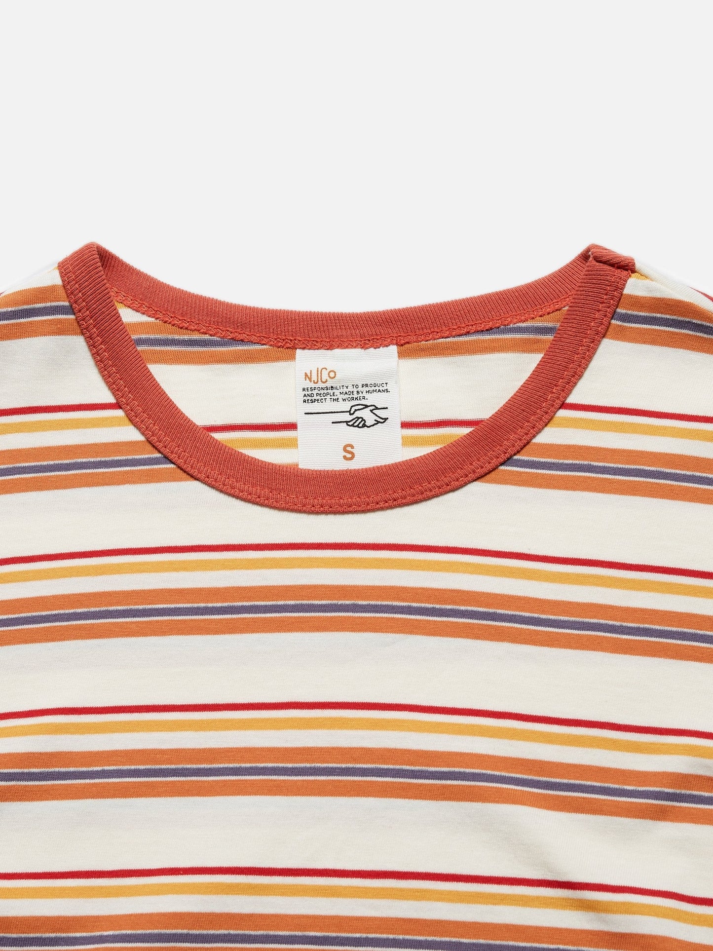 T-shirt rayé en coton bio - lova stripes rusty peach