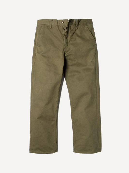 Pantalon mixte vert en sergé de coton bio - tuff tony pants green