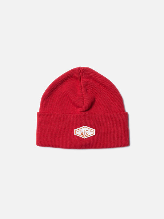 Bonnet en coton bio | Rouge "falksson beanie njco red"