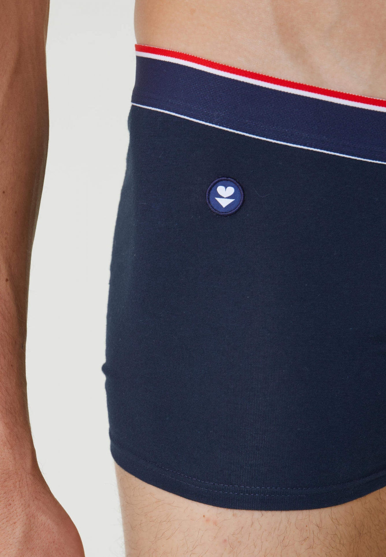 Boxer made in France brodé en coton bio | bleu "marius plus bleu amour"