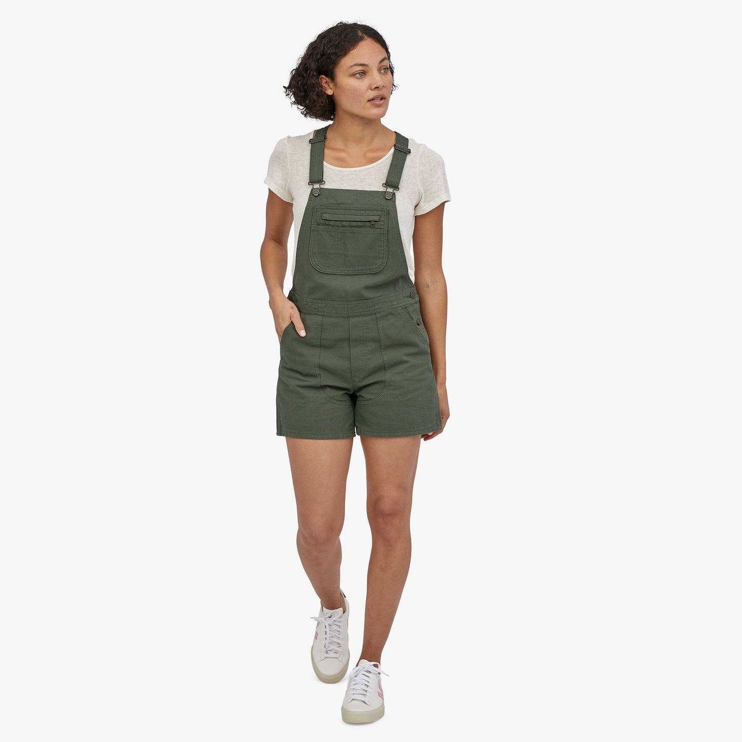 Salopette short vert foncé en coton bio