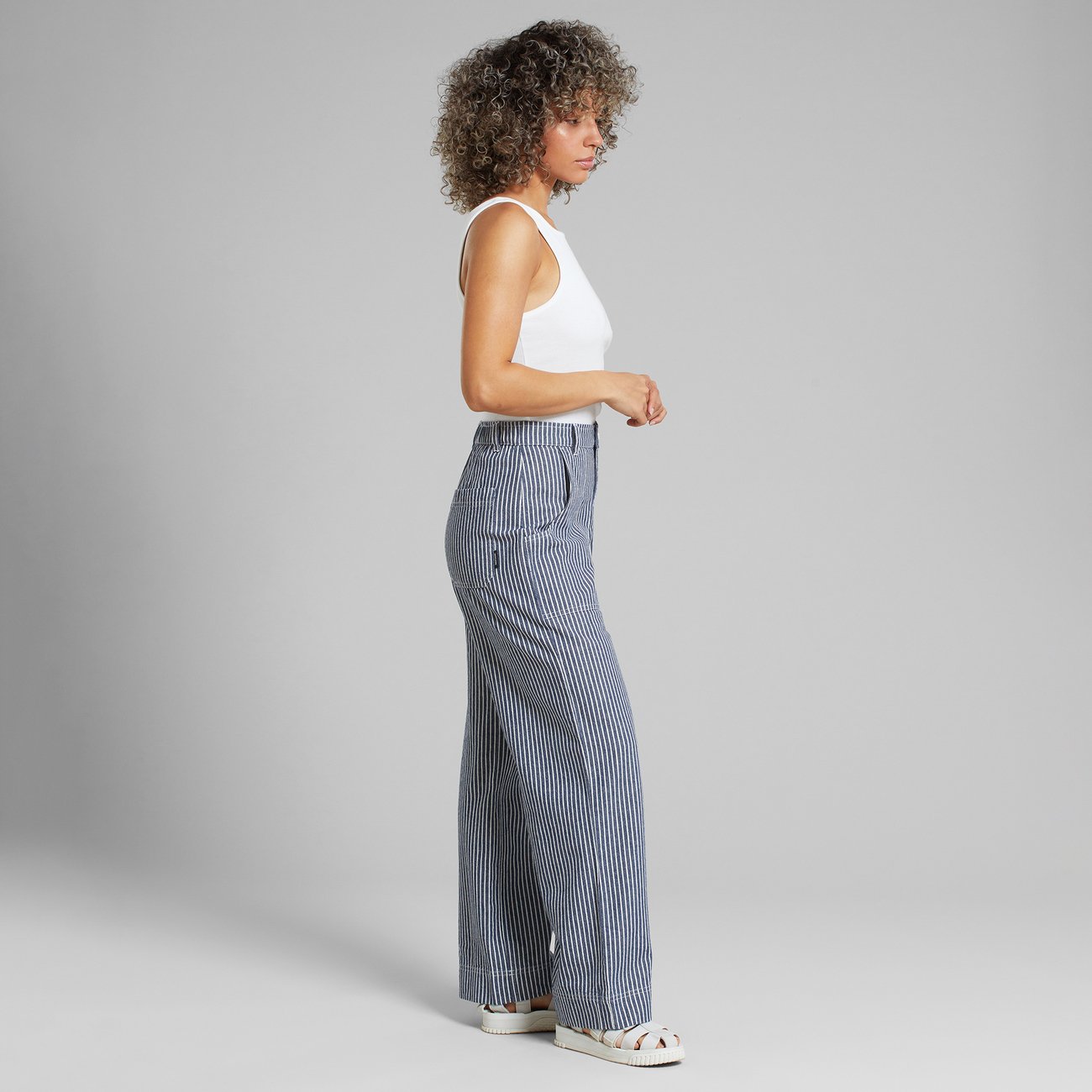 Pantalon ample en coton bio | Bleu "workwear pants vara stripe blue