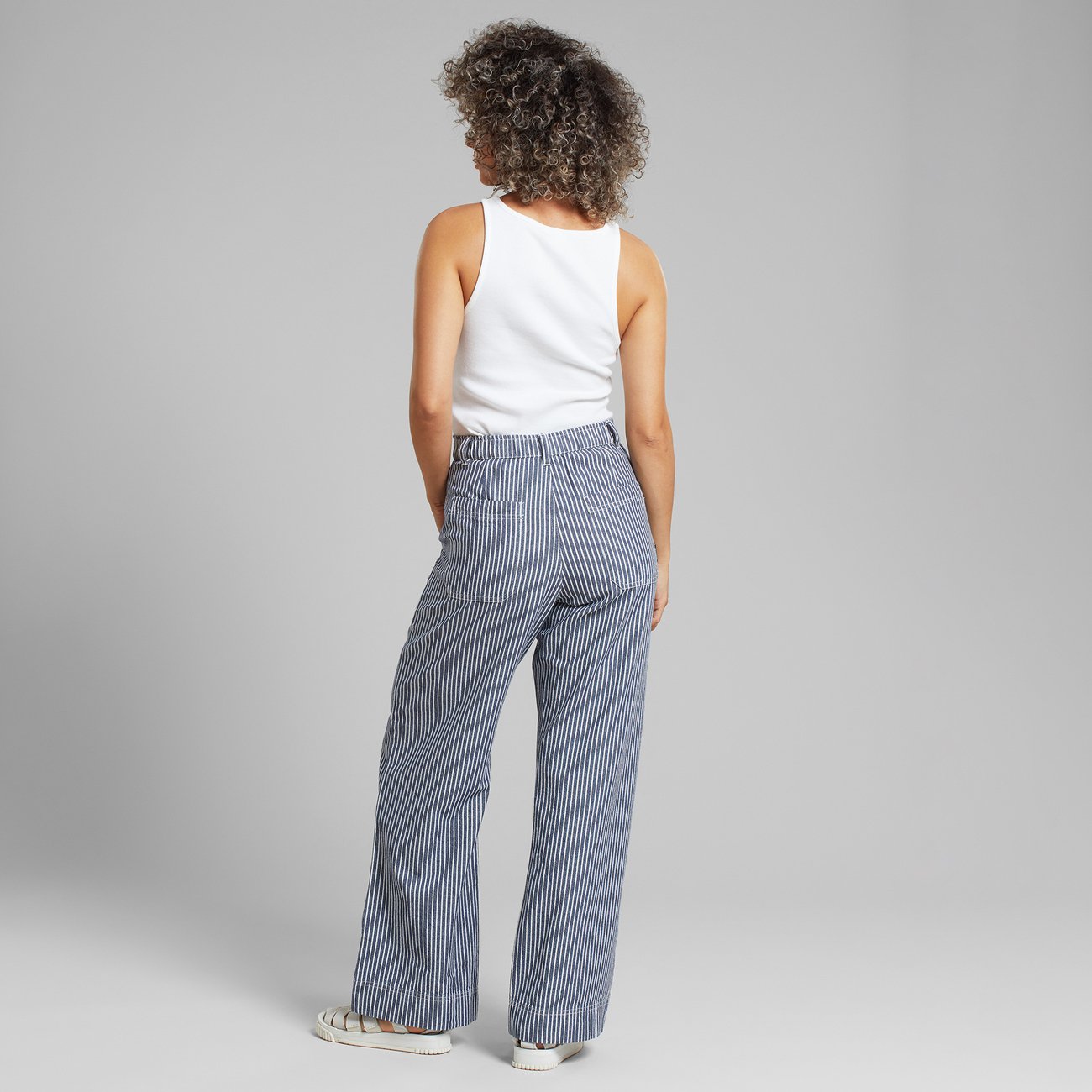 Pantalon ample en coton bio | Bleu "workwear pants vara stripe blue