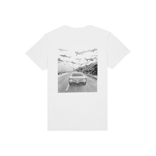 T-shirt imprimé en coton bio | blanc "natural sharks tee natural"