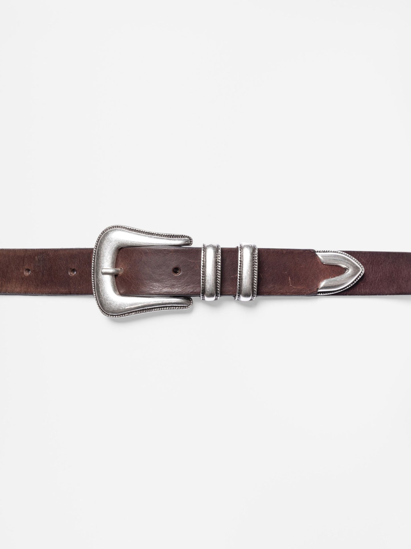 Ceinture en cuir tannage végétal | marron "western silver belt - dark brown"