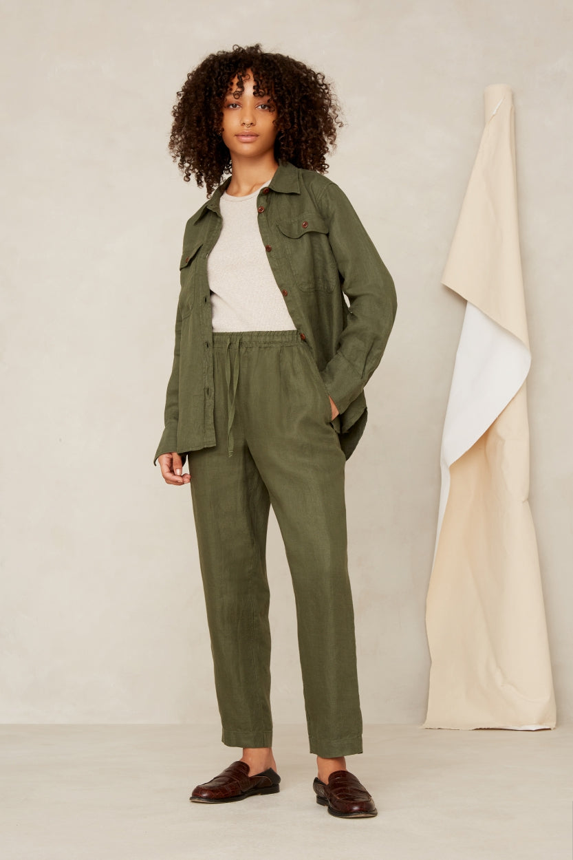 Pantalon kaki en lin - lourdes treetop