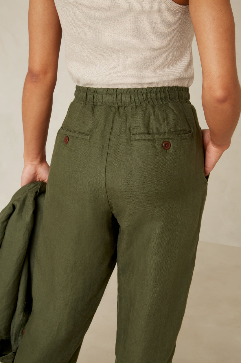 Pantalon kaki en lin - lourdes treetop