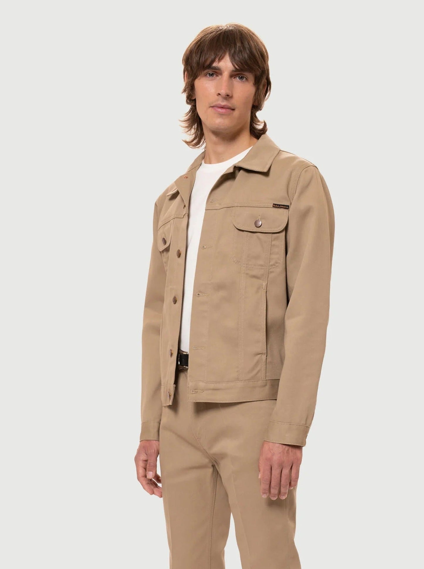 Veste canva beige en coton bio et matière recyclée - robby 70s sand - beige