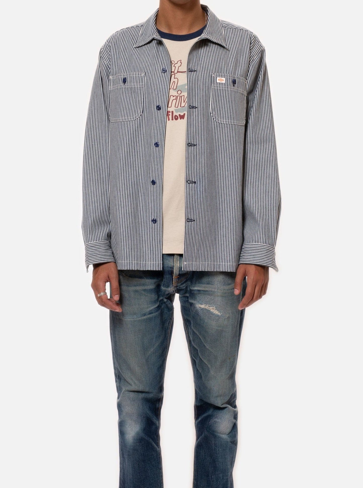Chemise rayée en coton bio - vincent hickory stripe denim