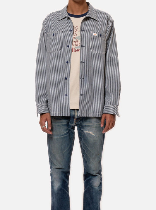 Chemise rayée en coton bio - vincent hickory stripe denim