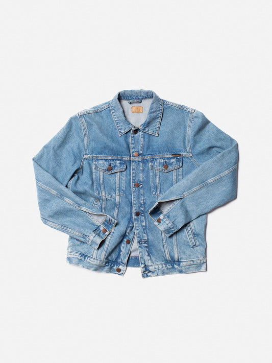 Veste jean en coton bio | bleu clair "robby vintage blue denim"