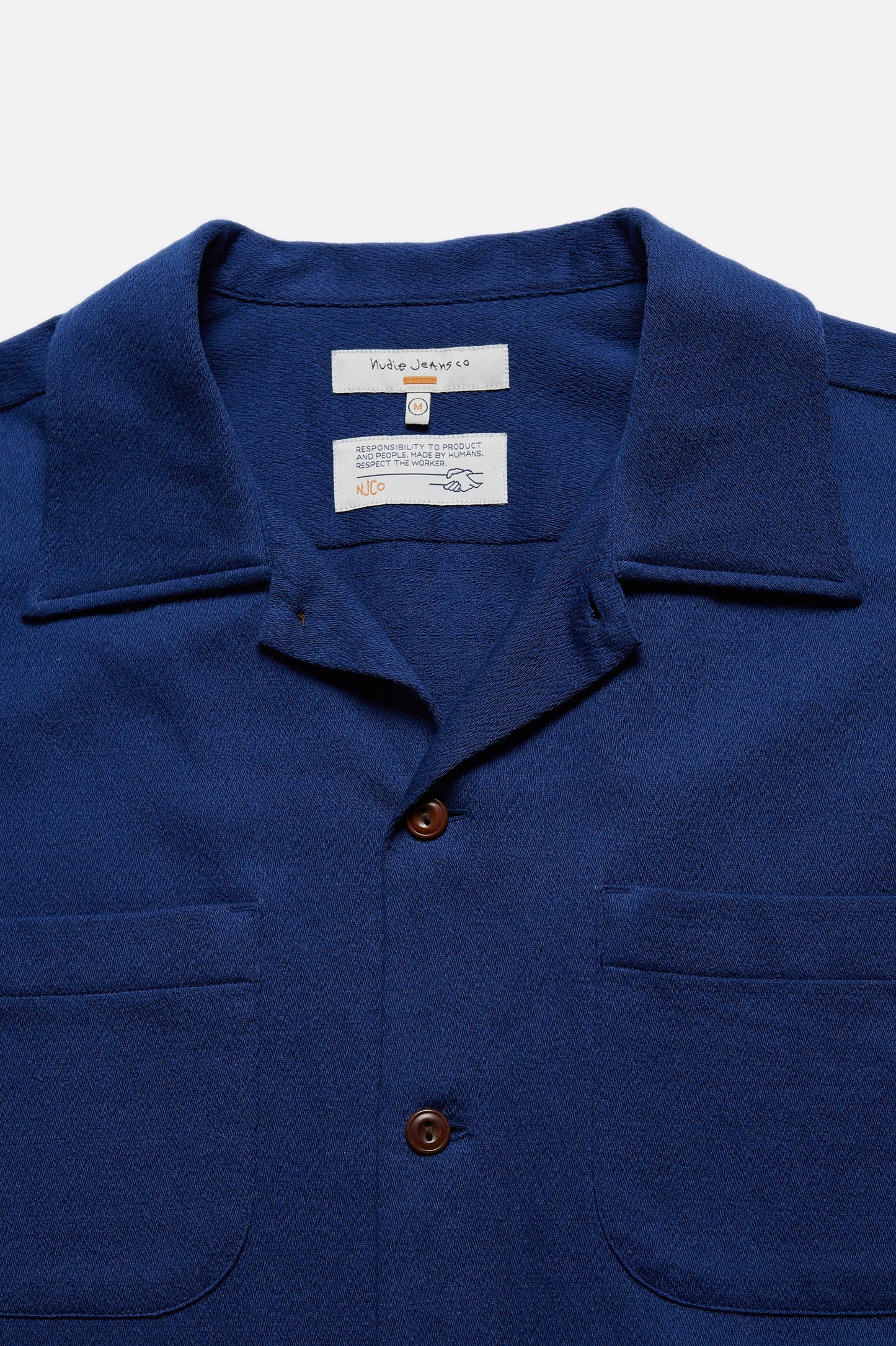 Chemise épaisse bleue brodée en coton bio - vincent floral french bue
