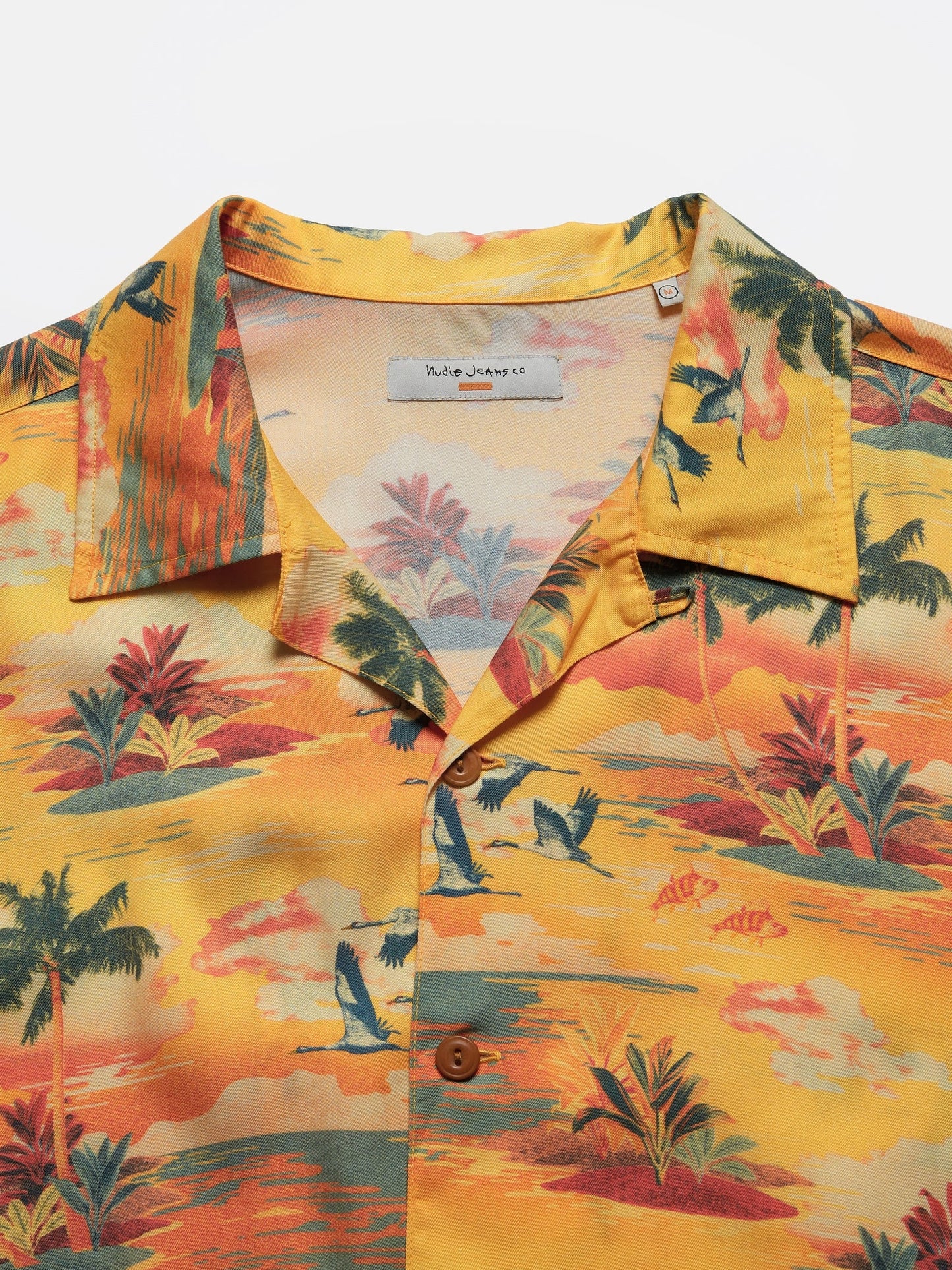 Chemise manches courtes jaune en tencel - arvid hawaii sunflower