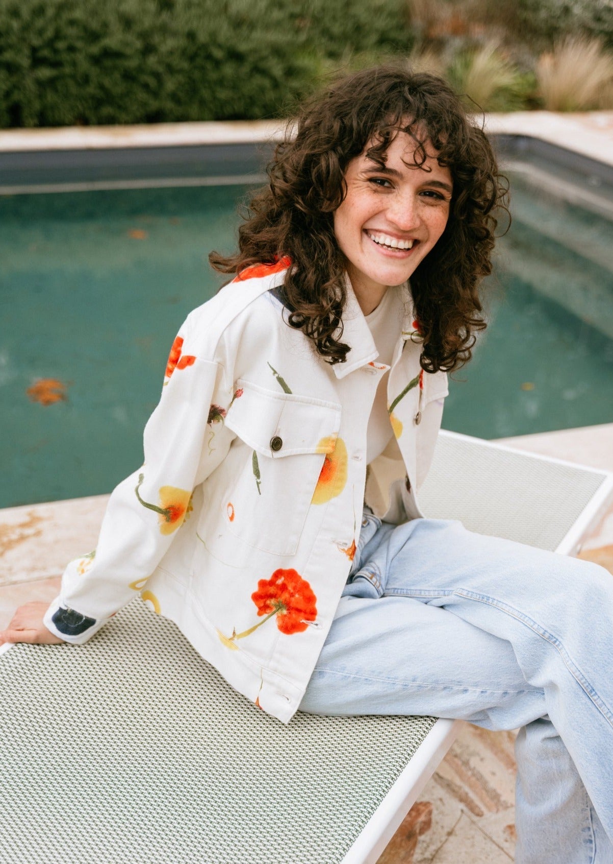 Veste en denim en coton bio | Écrue à motifs "feuz blow frans jacket"