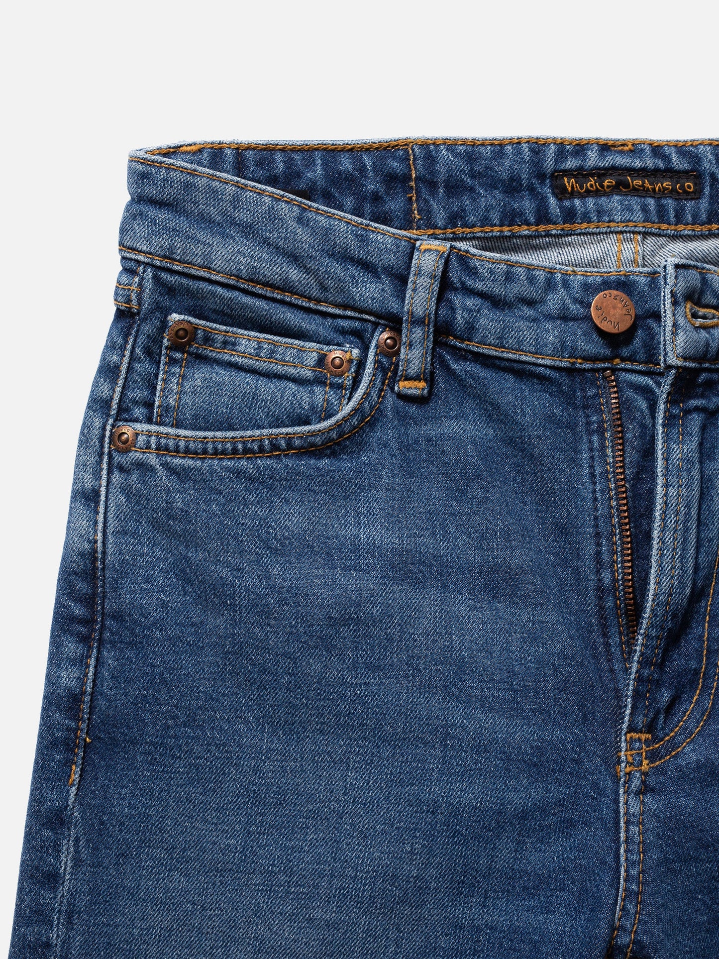 Jean slim en coton bio | bleu "mellow mae blue mud"