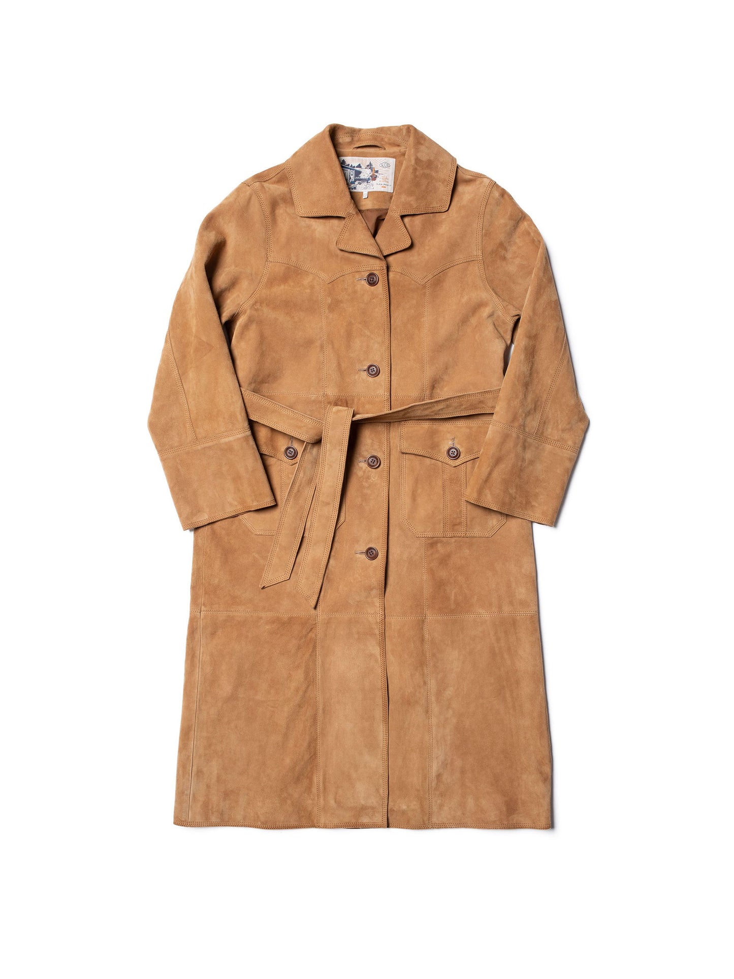 Trench en cuir tannage végétal | camel "ilse suede coat tobacco"