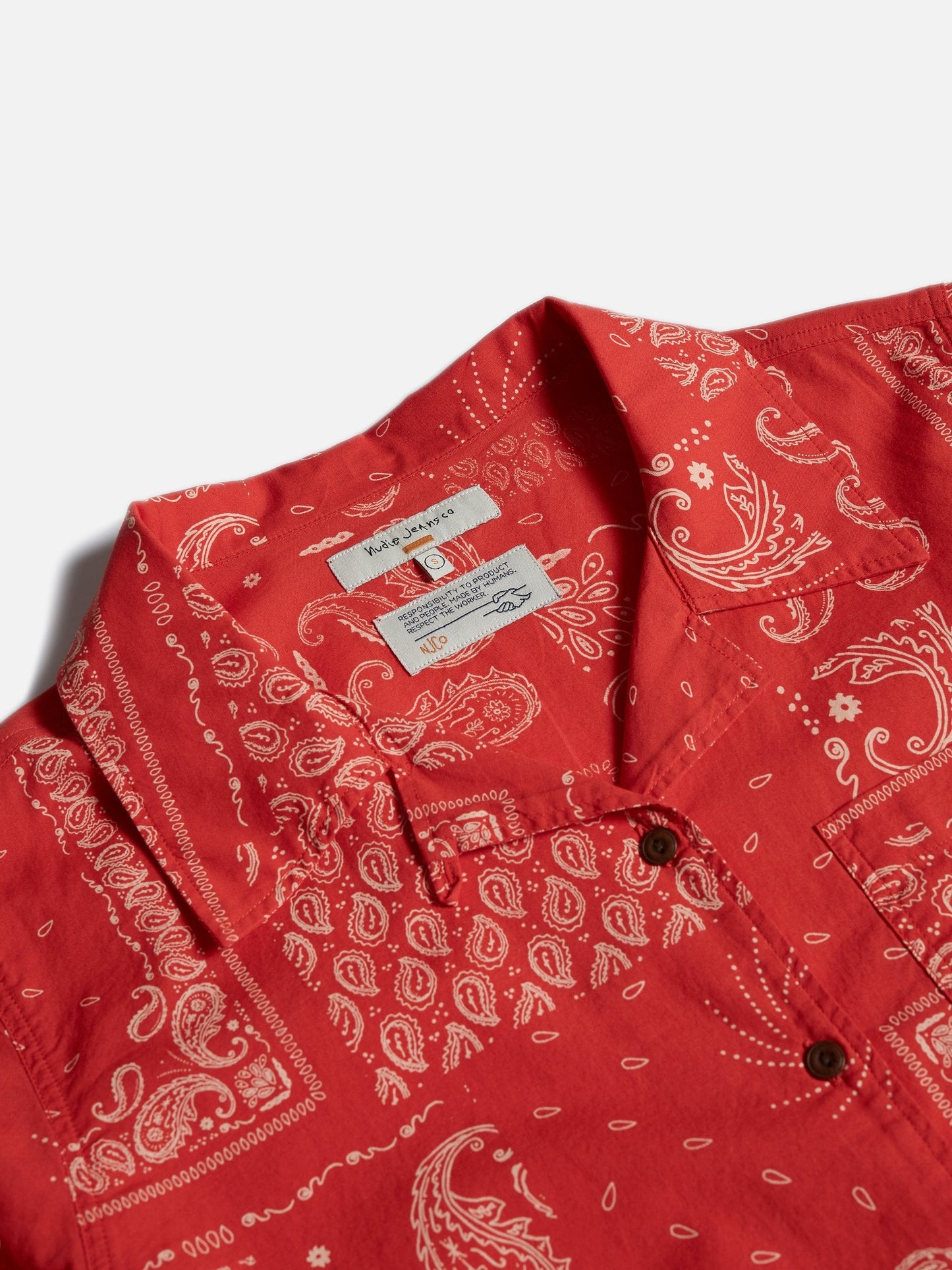 Chemiser manches courtes en coton bio | Rouge à motifs "moa bandana red"