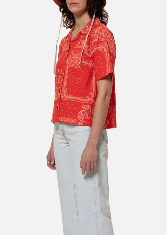 Chemiser manches courtes en coton bio | Rouge à motifs "moa bandana red"