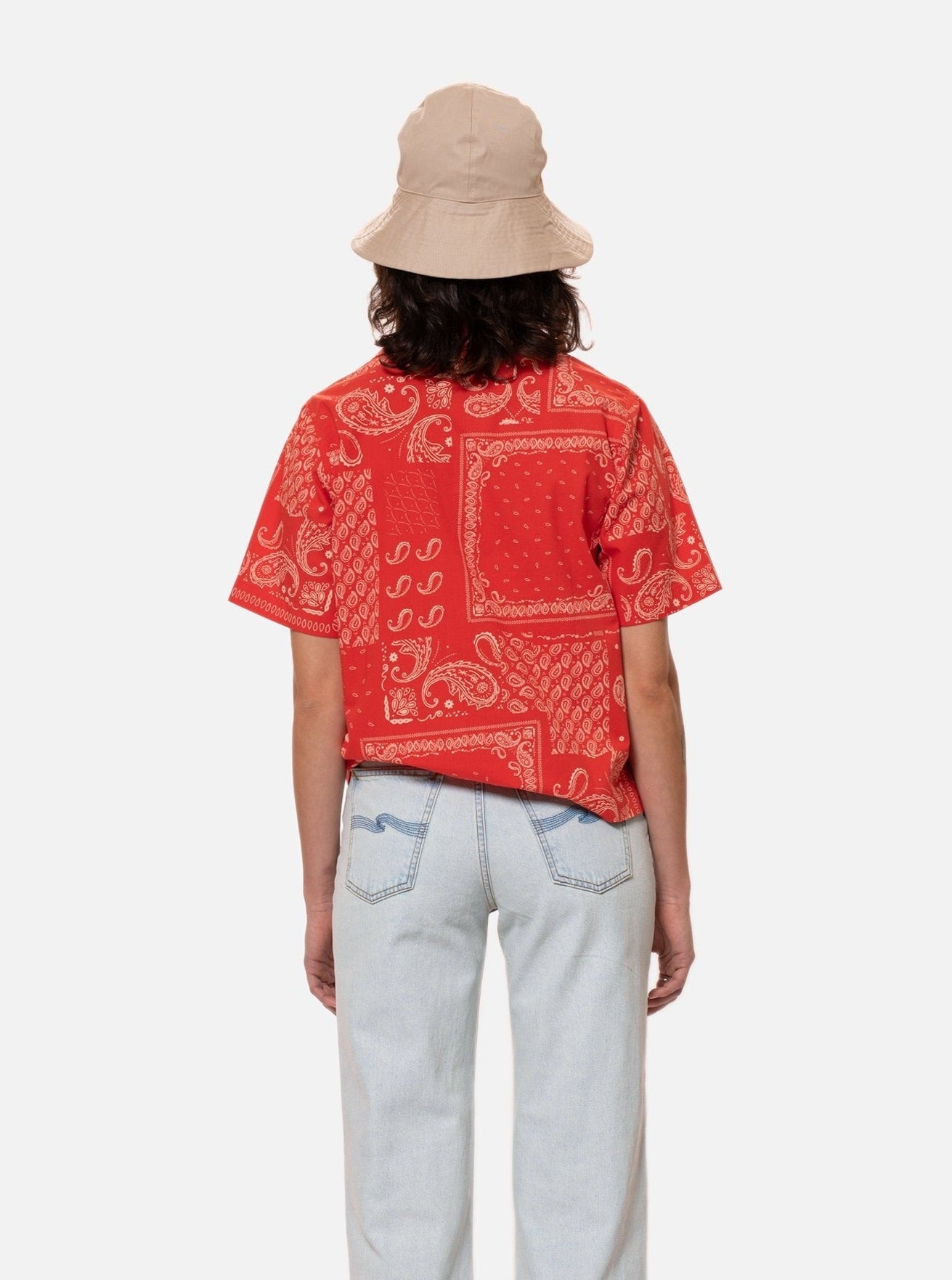 Chemiser manches courtes en coton bio | Rouge à motifs "moa bandana red"