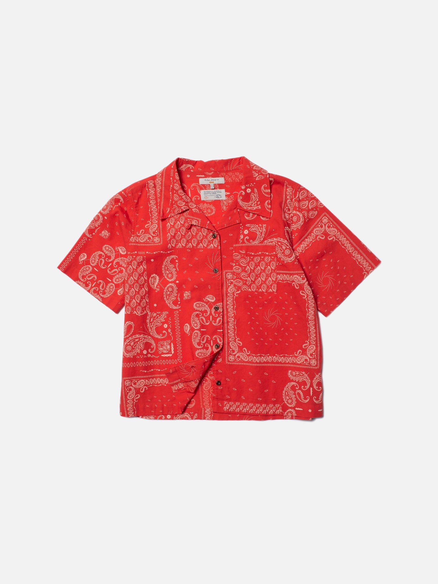 Chemiser manches courtes en coton bio | Rouge à motifs "moa bandana red"