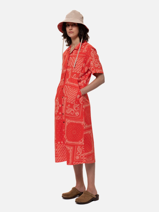 Robe chemise rouge à motifs en coton bio - ronja bandana red