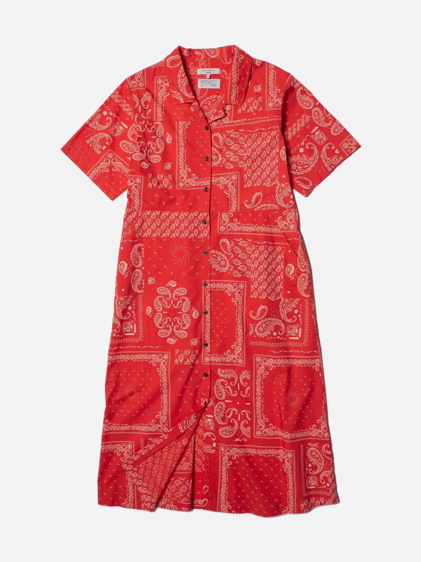 Robe chemise rouge à motifs en coton bio - ronja bandana red