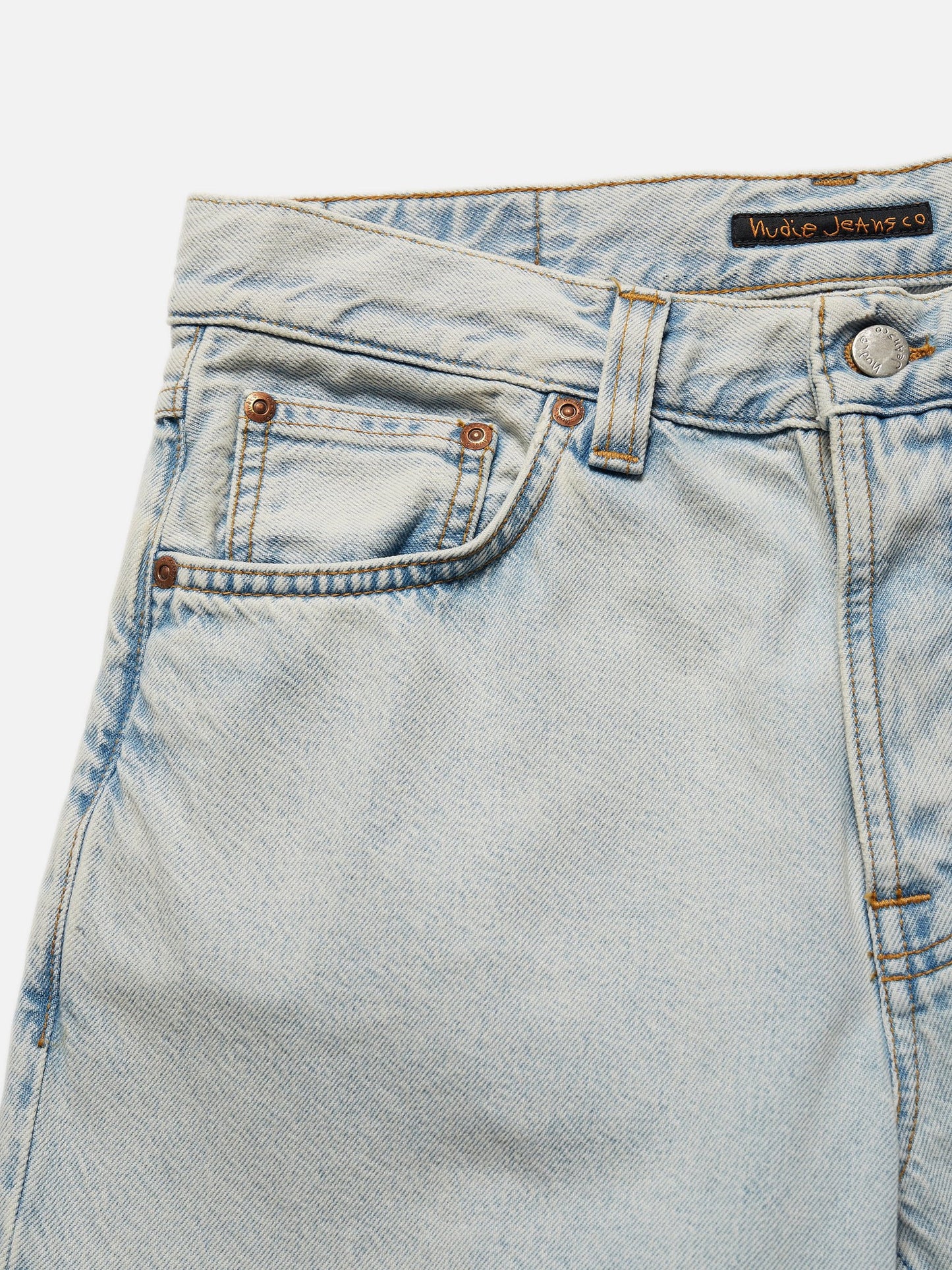 Jean droit bleu délavé en coton bio - rad rufus pale blue
