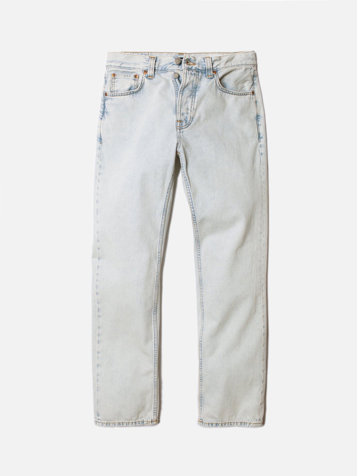 Jean droit bleu délavé en coton bio - rad rufus pale blue